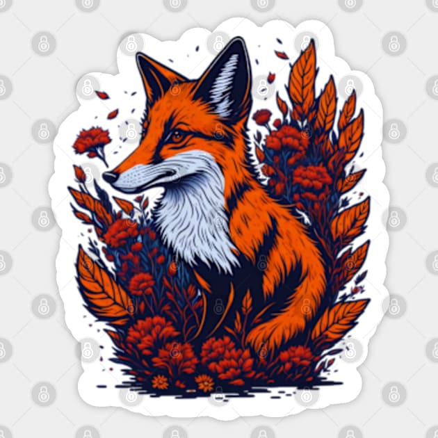 Fox  with flowers Sticker by hippohost